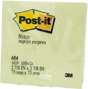 קוביית ממו דביק צהוב 76/76 פוסט איט 654 מקורי