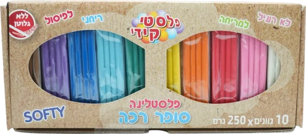 פלסטלינה 10 גוונים כ"א 250 גרם כ"א = 2.5 ק"ג