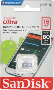 כרטיס זיכרון SANDISK MICRO SD 16G