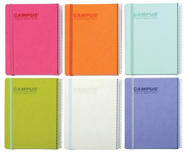 מחברת ספירל כריכה קשה שורה + גומיה CAMPUS B5