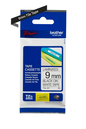 סרט פי טאץ שחור על לבן 9 מ”מ