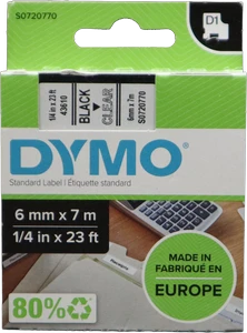 סרט דיימו שחור על שקוף 6 מ”מ 43610