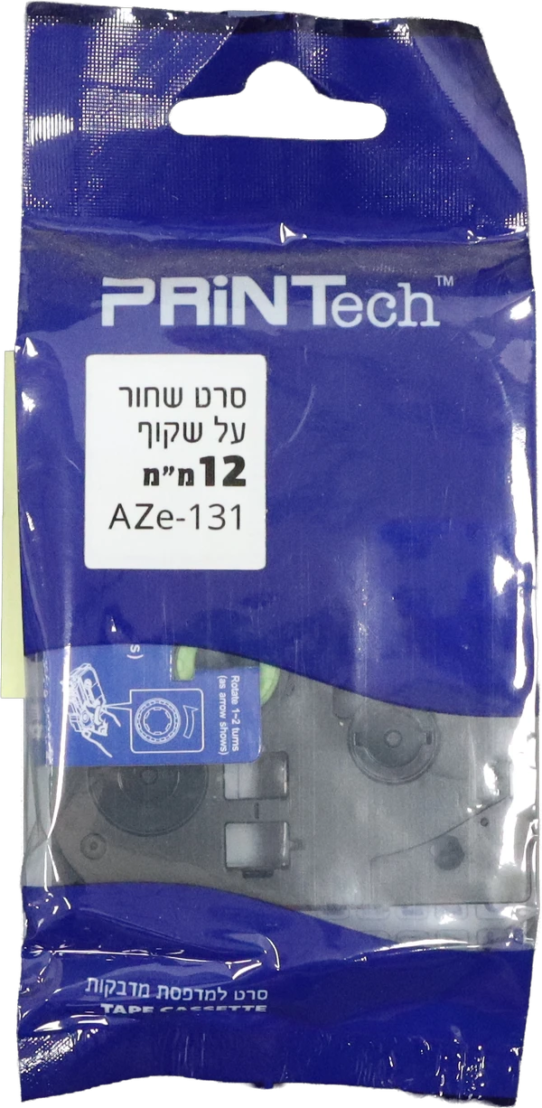 סרט לפי טאץ שחור על כחול 12 מ”מ