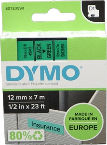 סרט דיימו שחור על ירוק 12 ממ 45019