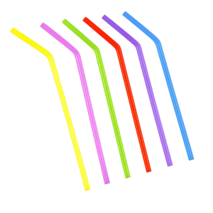 קש לשתיה מתקפל צבעוני באריזת פלסטיק (200 יחידות)