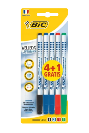 סט טושים ללוח מחיק / גיר ( 5 צבעים ) BIC