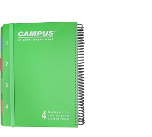 מחברת ספירל 4 נושאים אינדקס שורה CAMPUS A4