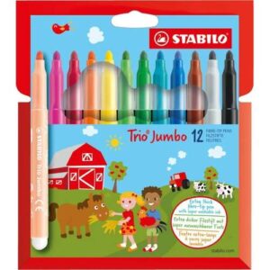 טושים צבעוניים עבים טריו סטבילו ( 12 יחידות )