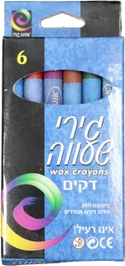 צבעי פסטל / גירי שעווה דקים ( 6 יחידות ) אומגה