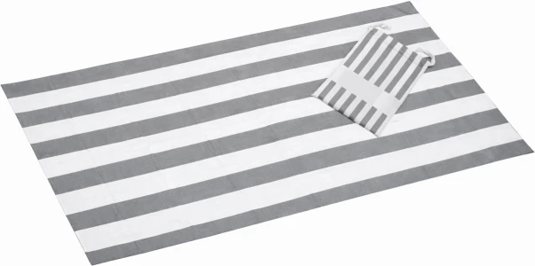 מגבת חוף ענק מיקרופייבר פסים אפור