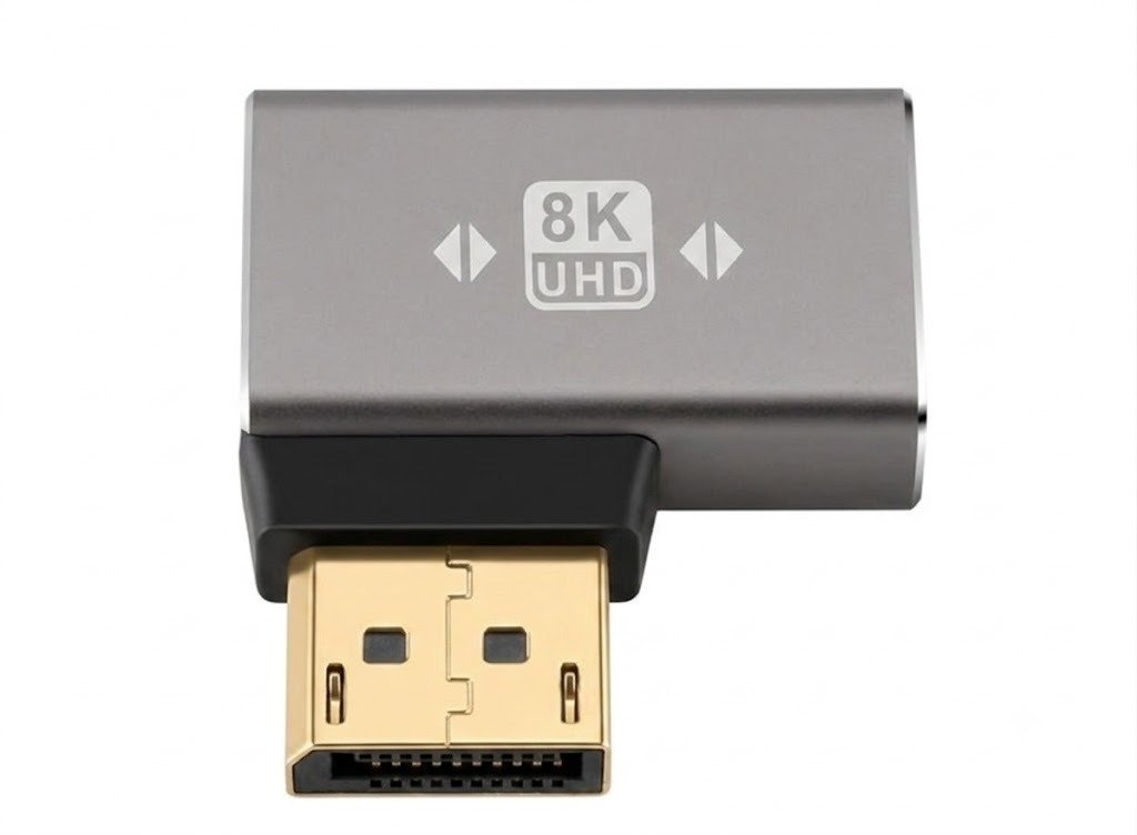 מתאם זוויתי DisplayPort 1.4 זכר לנקבה בזווית ימין