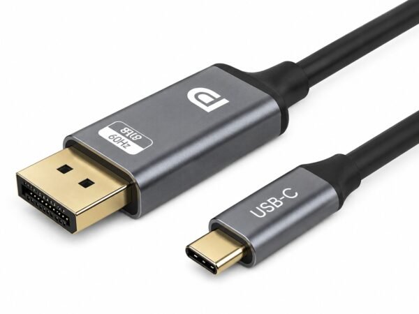 כבל USB-C זכר ל-DisplayPort זכר דו-כיווני באורך 1.8 מטר