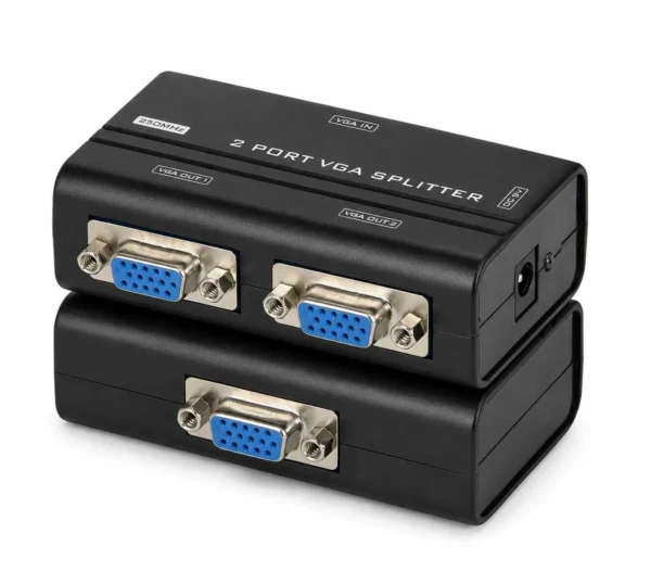מפצל VGA מוגבר איכותי לשני מסכים 250MHz